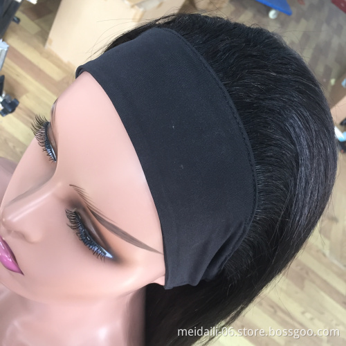 Headband Wig Human Hair Brazilian Straight Human Hair Wigs For Black Women Machine Made Wig With Headband